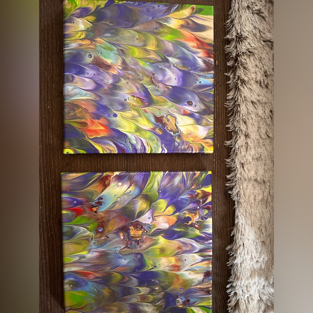 Hand crafted original two multicolor acrylic on canvas paintings - Picture 8 of 8